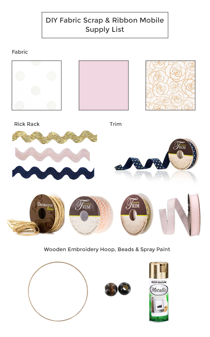 DIY Fabric & Ribbon Scrap Nursery Mobile Supply List