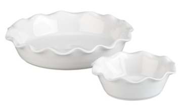 Crate and Barrel Ruffle Pie Dish White