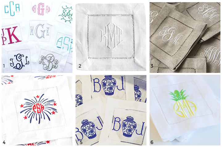 Linen Hemstich Cocktail Napkin Embroidery Monogram Ideas Inspiration