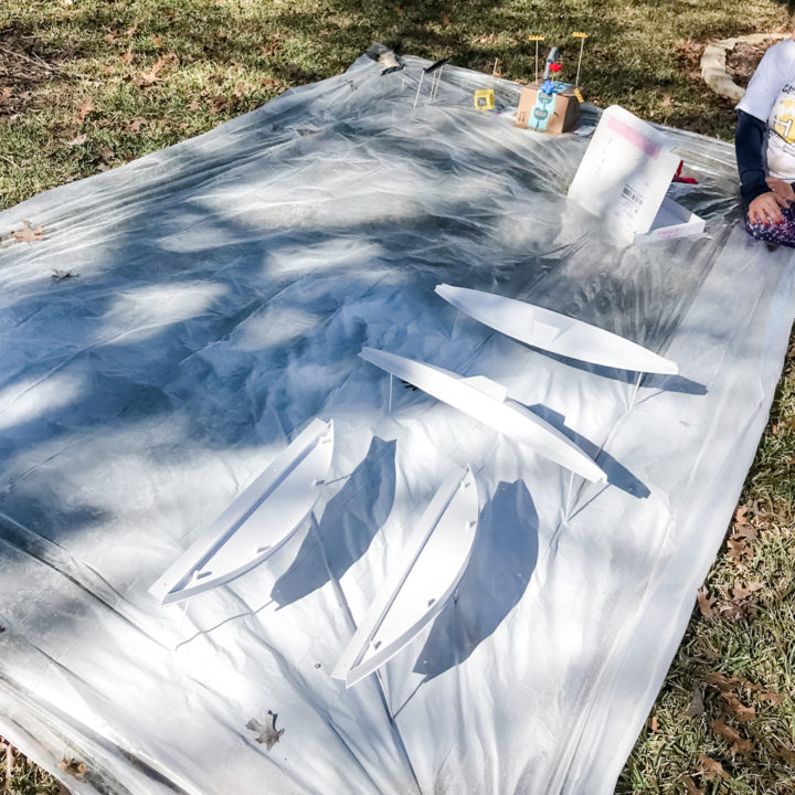 Playhouse accessories and parts spraypainted white