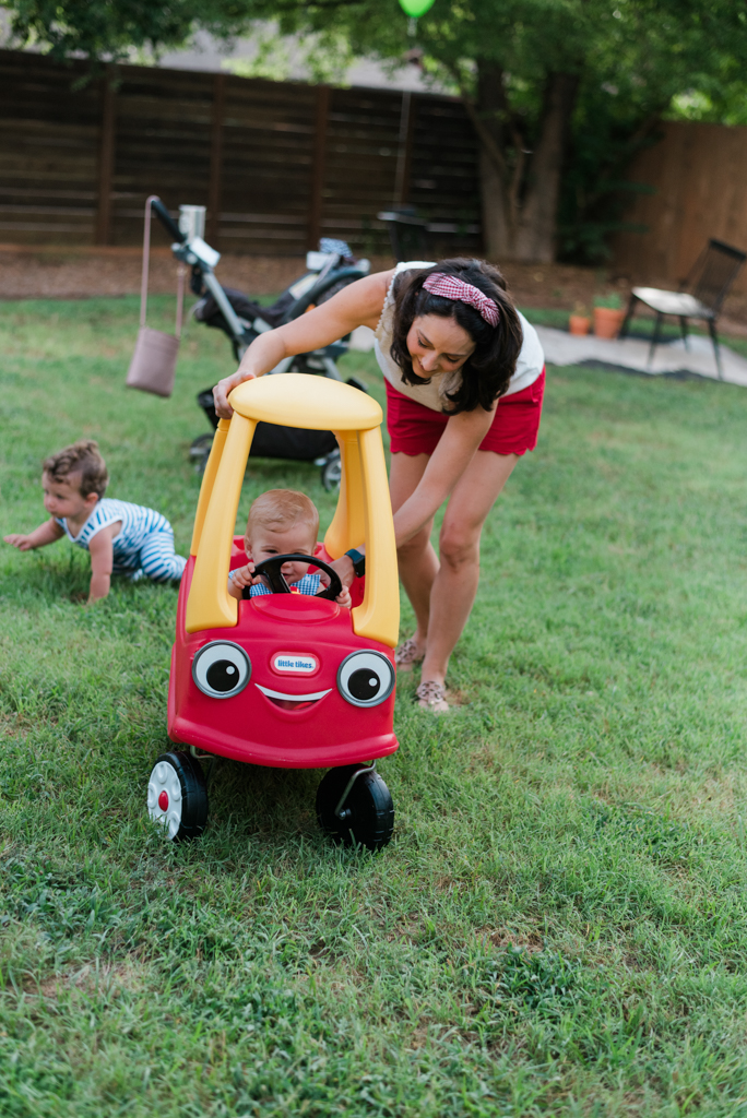 Me and Callahan enjoy the Cozy Coupe