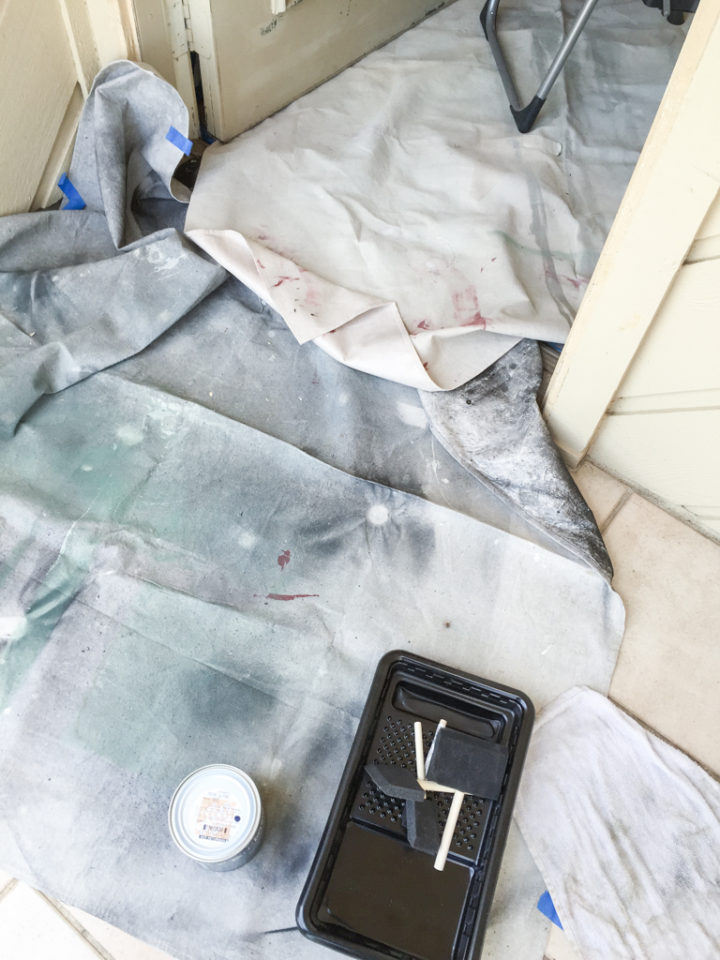 drop cloths and painters tray