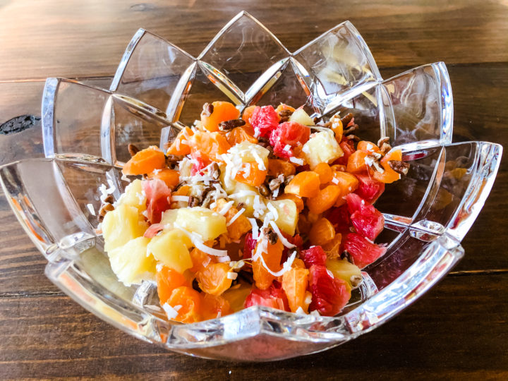 Classic Southern Ambrosia in a cut glass crystal bowl